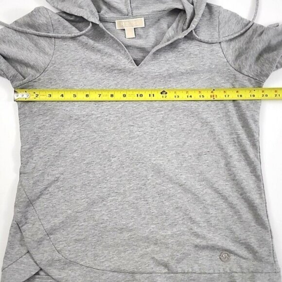 Michael Kors Women's Pullover Hoodie Heathered Grey Cotton Blend Stretch Size M - Picture 12 of 14